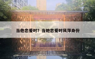 當(dāng)他戀愛時？當(dāng)她戀愛時風(fēng)萍身份